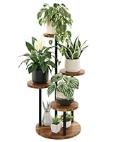 Bamworld Blumenständer Holz Pflanzenständer Pflanzenregal Indoor Blumenregal Kleines Metall Blumenständer für Terrasse, Garten, Balkon, Wohnzimmer, Schlafzimmer (4 Etagen)