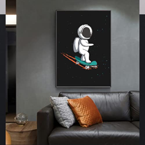 Toile peinture abstrait moderne astronaute pour mur sans vie - 2