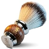 The Cambridge Cut Throat Blaireau Rasage de Haute Qualité pour Hommes en Bois et Acier Inoxydable, Poils Végétaliens Synthétiques