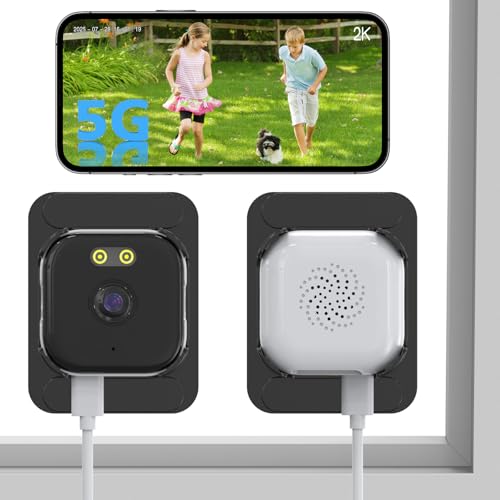 ANYQOO Telecamera per finestra 3MP 2K con supporto, telecamera di sicurezza per interni/esterni, visione notturna a colori ChroMax AI, rilevamento del movimento, Wi-Fi 2,4/5 GHz