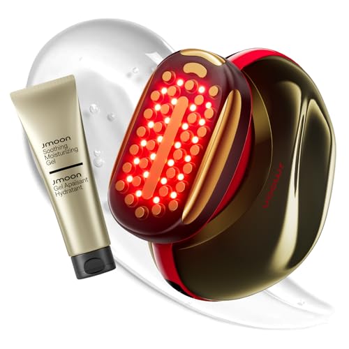 JMOON Microcurrent Facial Device, M30U Red Light Therapy for Face, Safe Anti Aging Skin Care, 4 Modes, 5 Energy Levels for Full Face Lift and Ideal for Smile Lines, Eyes, and Forehead (Red)