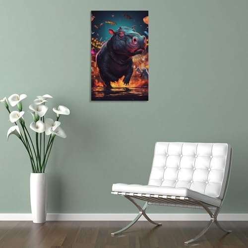 Affiche hippopotame sur toile pour apporter de la joie et de la douceur chez vous - 5