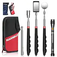 Telescoping Magnetic Pickup Tool Set with Portable Bag, Extendable Flashlight with 360° Inspection Mirror, Birthday Day Gifts for Him Adults, Gifts for Men Mechanics, and Handymen, Red