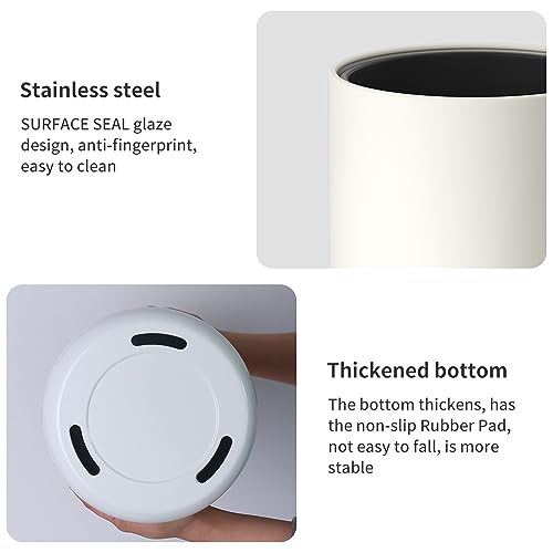 Image of 8L /2.1GAL Small Trash Can Laundry Room,Bathroom Trash Can White, Large Open Garbage Can with Double Barrel for Bedroom, Children's Room, RV, Laundry Room (WHITE-8L)