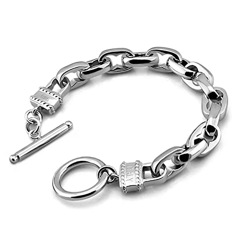 H&Beautimer Solid 925 Silver Bracelet Italian Handmade 0.35/0.4 Inch Box Chain Bracelet for Men's 7,7.5,8,8.5,9,9.5,10 Inch Hip Hop Style Jewelry