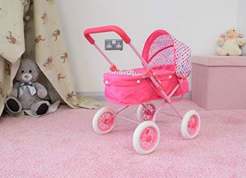 KOOKAMUNGA KIDS Baby Doll Stroller - Realistic 2 in 1 Baby Stroller for Dolls w/ Detachable Bassinet  Doll Pram w/ Carry Cot, Retractable Canopy & Soft Grip Handle - Dolls up to 18" - Pink Unicorn