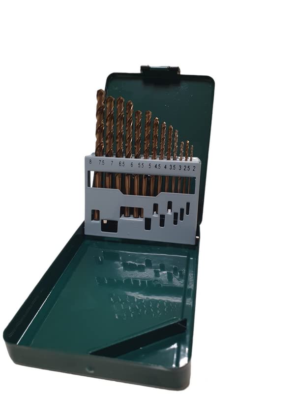 PROFFI Set Punte Trapano 2.0-8.0 mm 13 Pezzi Punte Trapano Cobalto per Acciaio Temprato - Punte Trapano Metallo M35 HSSCo5% RTi