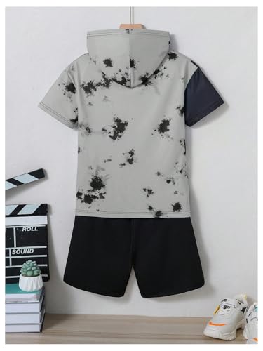 Image of WDIRARA Boy's Two Piece Graphic Print Hooded Neck Tops and Track Shorts Clothing Set