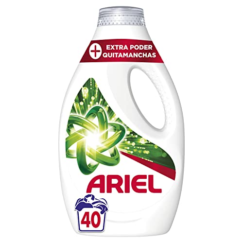 Ariel Detergente Lavadora Liquido, 40 Lavados, Jabon Quitamanchas, Mas Poder Extra Quitamanchas,...