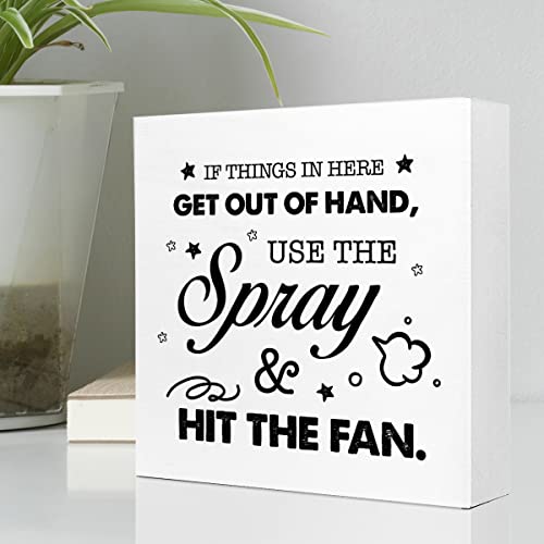 If Things In Here Get Out Of Hand Wooden Sign Desk Decor,Funny Bathroom Wood Sign Desk Decorations For Farmhouse Home Office Bathroom Toilet Restroom Shelf Table Decor #TOP2