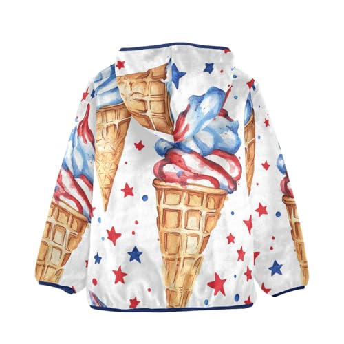 Ice Cream with Red and Blue Confetti Girls Fleece Jacket Girls Fall Jacket Girls Zip Up Hoodie Girls Sherpa Jacket 2-10T2