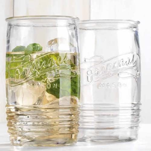 Glaver's Glass Tumbler Drinking Glasses Set Of 4 – Genuine Artisan-Made Vintage Italian Original Mason – Elegant 20 Oz Clear Tumbler Glassware Set For Cold, Refreshing Drinks, Beverages, Iced Tea #TOP5