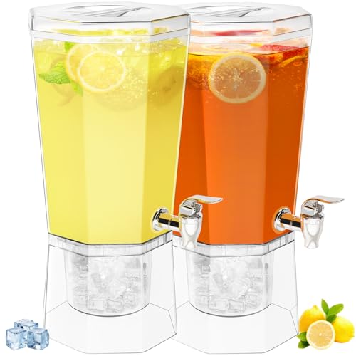 Lifewit 4L Drinks Dispenser with Tap and Stand, Pack of 2 Plastic Water Dispenser with Removable Stand for Lemonade, Juice, Water, Drinks, Drinking Column Drink Dispenser with Tap for Parties