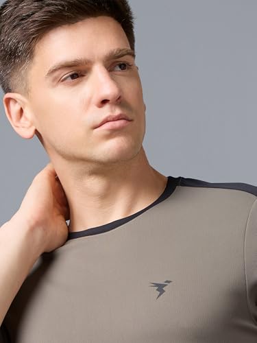 Image of TECHNOSPORT Men's Solid Slim Fit Polo Collar T-Shirt MATPIQ Half Sleeve Button Polyester for Gym Running Workout UPF50+ Anti Odour