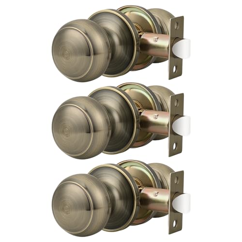 Probrico Antique Brass Door Knobs Interior, Closet Door Knobs 3