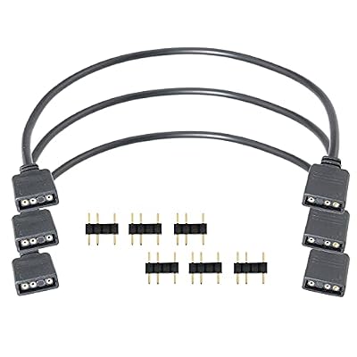 3pcs Micro Connector Addressable RGB Extension Cable 30cm Black RGB Strip 3Pin Extension Adapter