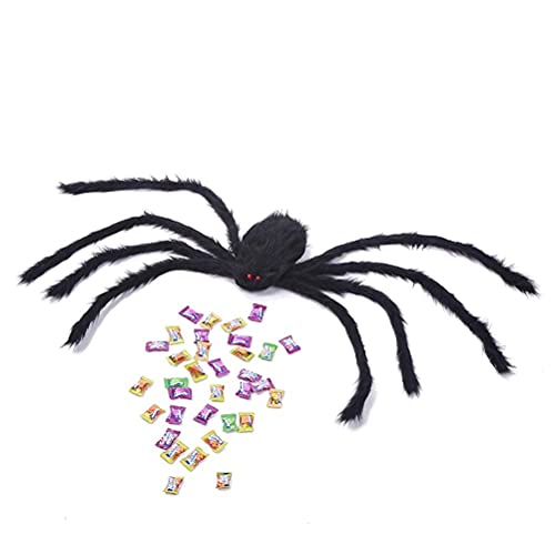 JTLB Halloween Haarige Spinne, Spinnennetz Halloween Dekoration Set, Spider Web Spukhaus Deko Spinne Dekorationen Fälschung Spinnenbaumwolle Spinnen Lichter für Garten, Hof