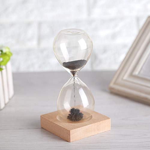 Aigid Hourglass - Magnetic Sand Timer Hourglass Toy Home Office Desktop Decoration Dispaly with Wooden Base - Image 3