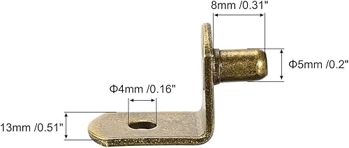 Miniatura 2 de uxcell Clavija de soporte para estante, soporte en forma de L de 0.197 in, estante de armario de muebles, clavijas de soporte con agujero, para