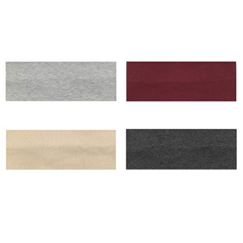 Yoga Headbands for Women Stretchy Cotton Athletic Sports Headband for Running Non Slip Sweatband 4 Pack Workout Headbands A