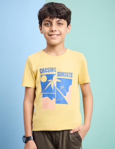 Image of Amazon Brand - Symbol Boys 100% Cotton Graphic Printed Half Sleeves T-Shirt | Age 6-14 Years
