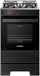 Fogão Esmaltec 4 Bocas Ideal Top Mesa Inox Tampa de Vidro Forno 50 Litros Preto T4IAP Bivolt