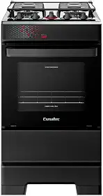 Fogão Esmaltec 4 Bocas Ideal Top Mesa Inox Tampa de Vidro Forno 50 Litros Preto T4IAP Bivolt