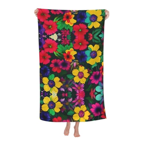LXqlSS Toalla de playa de microfibra con flores de arco iris, viajes, piscina, ducha, camping, toallas de playa para niños, adultos, mujeres, accesorios de playa, regalos