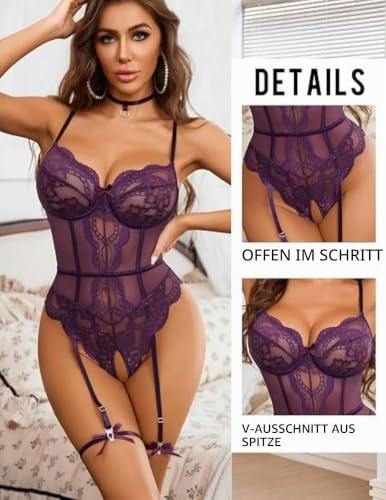 Avidlove Damen Spitze Body Sexy Dessous Corsage Reizwäsche Teddy Bodysuit – Bild 2