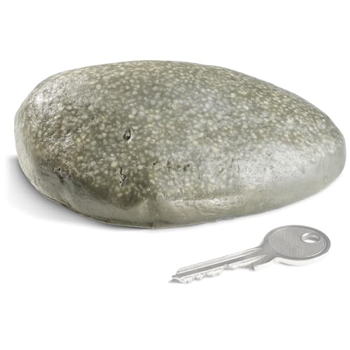 com-four® Schlüsselstein 'Pebblestone' - Steinimitat mit Geheimfach - Kunstgestein für Geocaching - Schlüsselversteck in Stein-Optik - Steinattrappe - künstlicher Findling (1 Stück - flach)