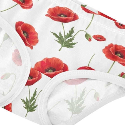 Girls Underwear Toddlers 2t Cotton Panties Little Girl Designer Underpants Briefs Vibrant Red Flowers Leaves White4