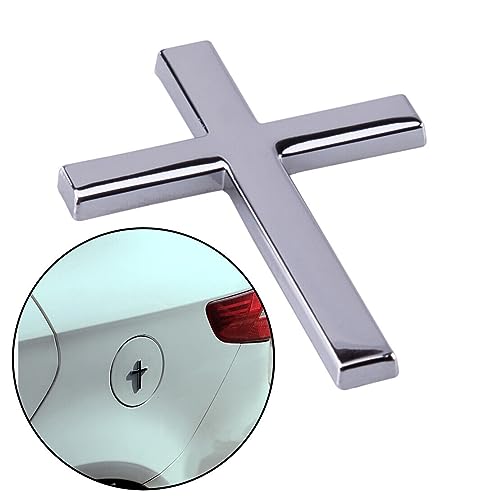 Image of VRT 3D Chrome Emblem Automotive Car, Bike Badges Logo Self Adhesive Sticker (Christian /Jesus, Silver)