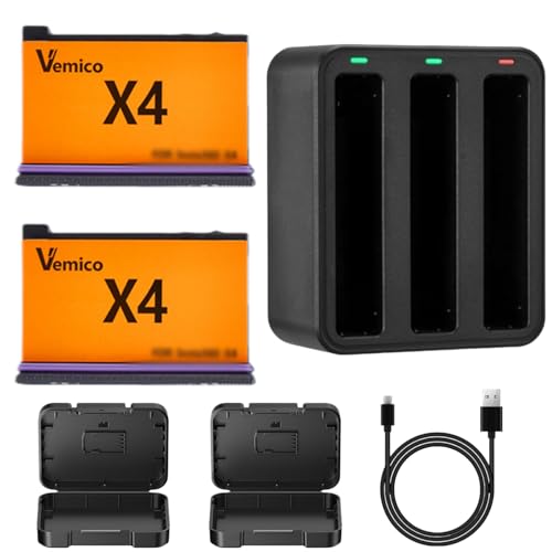 Amazon | Vemico For Insta 360 X4 バッテリーセット 2*2500mAh互換