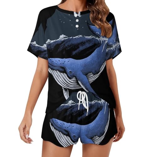 Pyjama pour femme manches courtes Baleine La Nuit anti-transpiration pour nuits chaudes