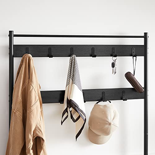 ACAZA XL Garderoberek met Schoenenbank, Kapstok en Schoenenrek, 11 Haken, Zwart - Image 6