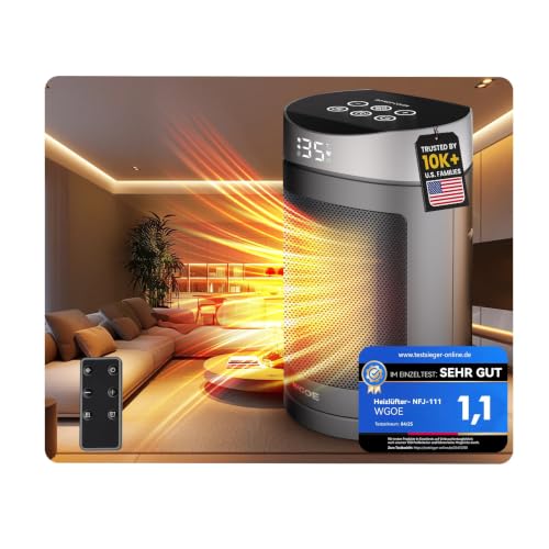 2026 Neuer Upgrade Heizlüfter Energiesparend【Fortschrittliche PTC-1.8S Schnelle Wärme】【Optimierter Luftstrom für leisen Komfort】Heizung Elektrisch, Heizstrahler für Camp,Büro&Schlafzimmer