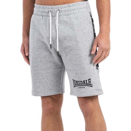 Lonsdale Men's Scarvell Shorts, Marl Grey/Black/White, M