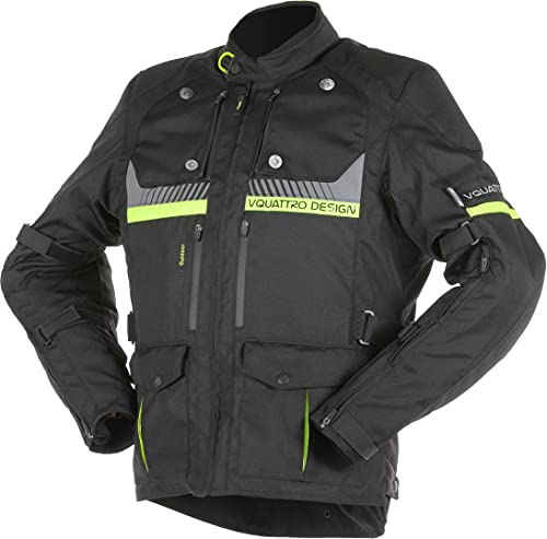 Preisvergleich Produktbild VQuattro Hurrican Motorrad Textiljacke Schwarz / Neon / Gelb XXL