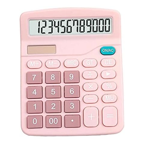 Mini Digital Desktop Calculator,12-Digit Smart Calculator Pocket Size,Solar Battery Desktop Electronic Calculators,Dual Power Desktop Calculators for Home Office School (Pink) Cover