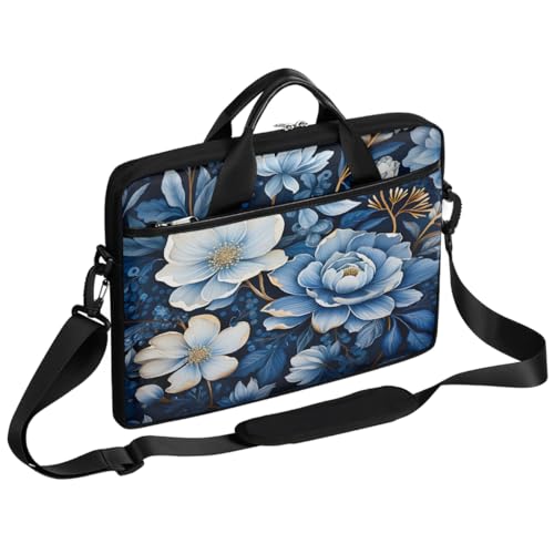 Bolsa para portátil con diseño floral azul 15 pulgadas miniatura 1