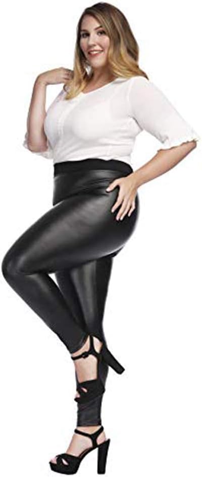 MCEDAR Women’s Plus Size Faux Leather Leggings Girls High Waisted Sexy Skinny Pants