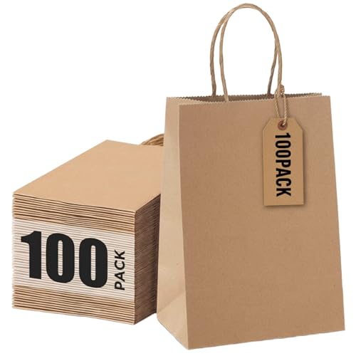 Sac Kraft avec Poignées lot de 100 pour mariage et emballage alimentaire de fête