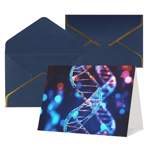 QMNSEHF 封筒付きブランクグリーティングカード Thank YouCard DNA 遺伝的ヘリックス Happy Birthdayカード 女性用 男性用 クリスマス ハロウィン 結婚式 ブランク ノートカード あらゆる機会のグリーティングカード 4x
