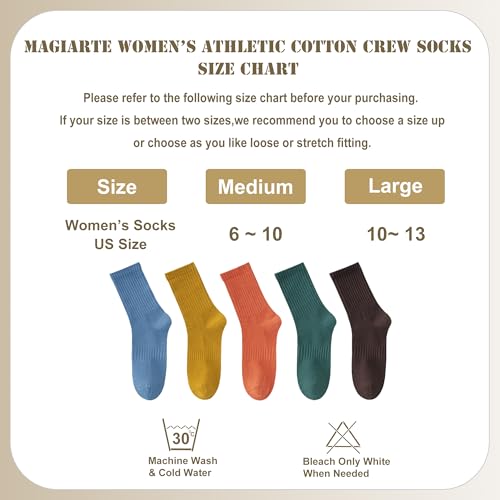 Image of MAGIARTE Womens Athletic Cotton Crew Socks Moisture Wicking Breathable Sports Casual Socks for Women 3 /5-PACK