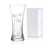 Brilant Bloom Glasvase - Elegante Blumenvase Modern, Deko Vase Glas mit Blumenmotiv und Hochwertigen Kristallakzenten, Geschenke für Frauen, Handgefertigt in der EU - 1 Stück