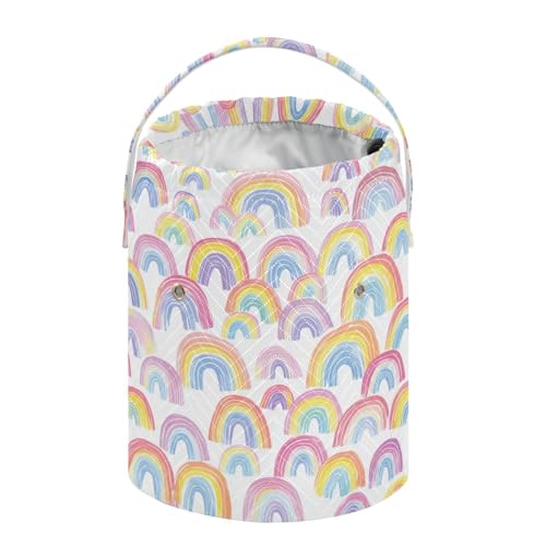 Image of ElliTarr Crochet Bag Yarn Bag with Handle Portable Knitting Project Bag Travel Yarn Storage Organizer Holder Case Gradient Cute Rainbows
