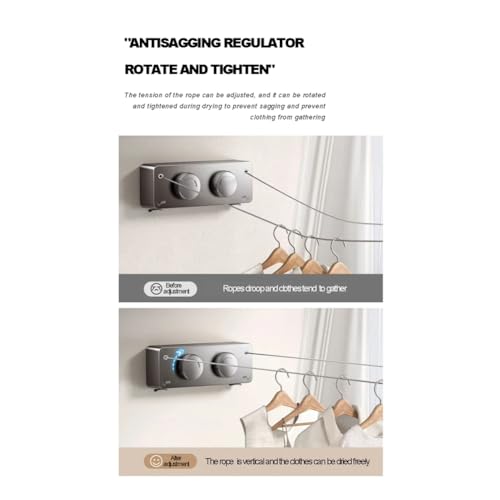 Étendoir à linge rétractable de 5,1 m intérieur et extérieur - 6
