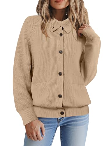 ZAFUL Women's Fall Chunky Cardigan Sweaters Trendy 2025 Mock Neck Button Down Long Sleeve Casual Knit Coat Winter Clothes