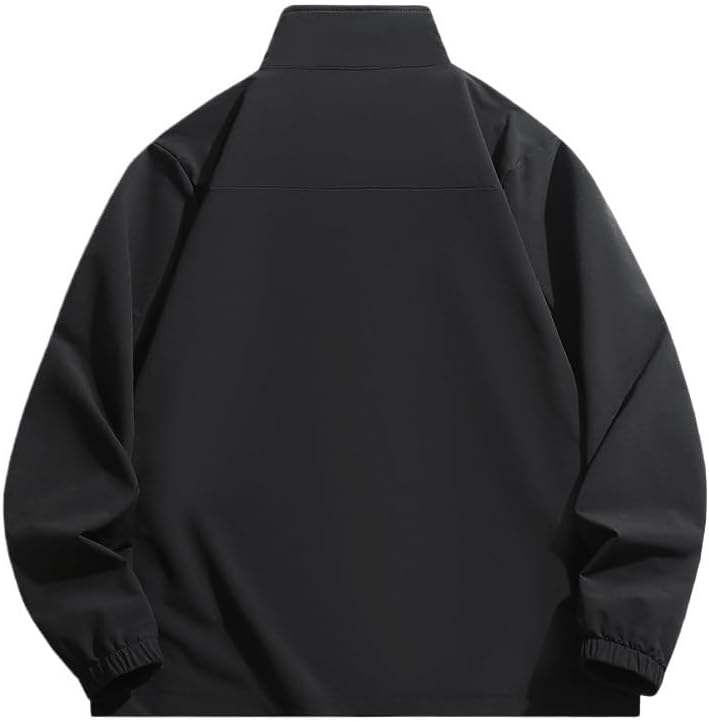 Mens Fall Business Stand Collar Hiking Jacket Lightweight Windproof Rainproof Sport Zip Up Outerwear