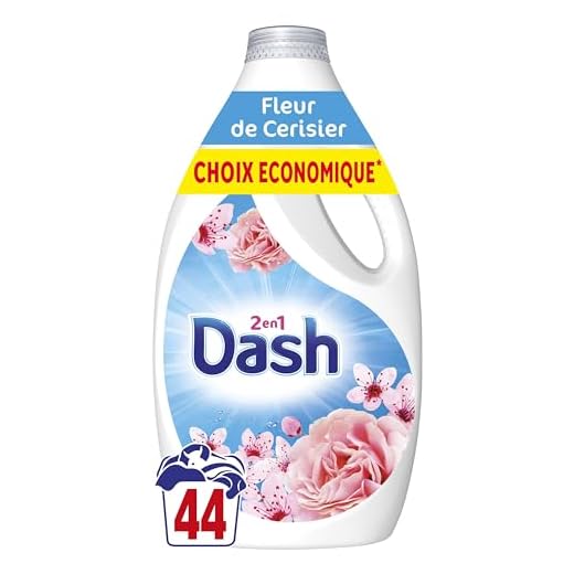 Dash 2en1 Lessive Liquide, 44 Lavages, Fleurs De Cerisier Et Eau De Rose, Technologie Ultra Nettoyante Et Fraîcheur Longue Durée, Élimine Les Saletés et Taches Incrustées, Fabriqué en France